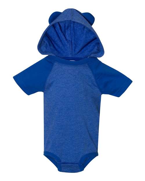 Rabbit Skins 4417 Fine Jersey Infant Short Sleeve Raglan Bodysuit with Hood Ears
