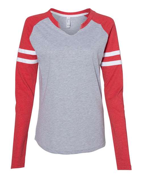 Lat 3534 Women's Fine Jersey Mash Up Long Sleeve T-Shirt