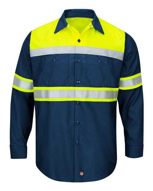 Red Kap SY70 Hi-Visibility Colorblock Ripstop Long Sleeve Work Shirt