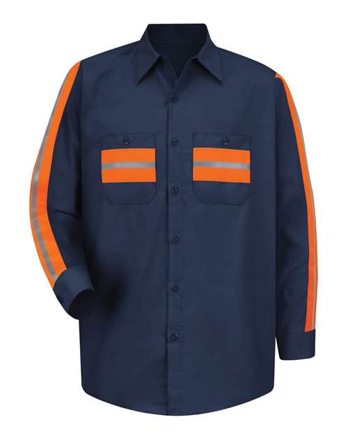 Red Kap SP14E Industrial Enhanced-Visibility Long Sleeve Work Shirt