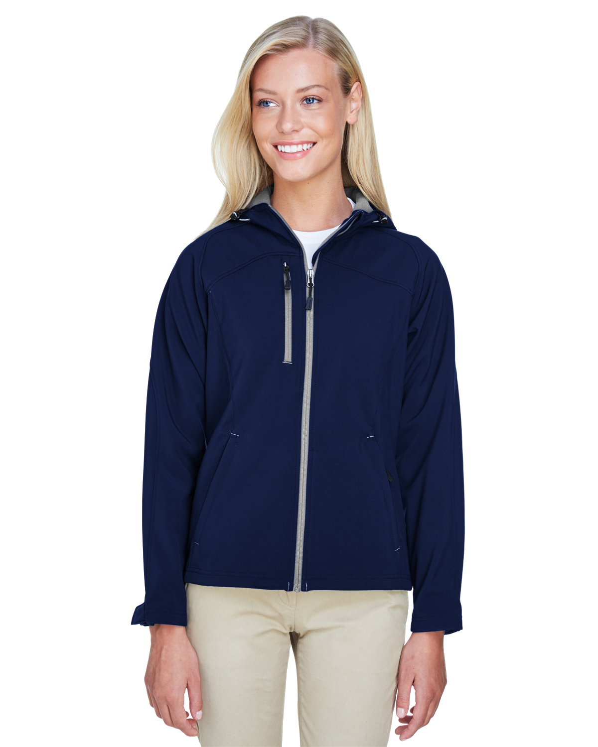 North End 78166 Women's Prospect Two-Layer Fleece Bonded Softshell Hooded Jacket