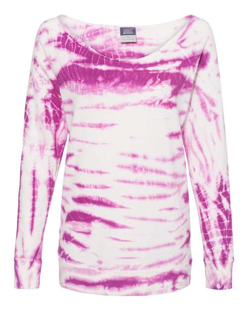 Mv Sport W20173 Women's French Terry Off-the-Shoulder Tie-Dyed Sweatshirt