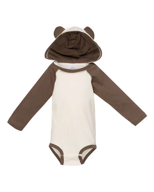 Rabbit Skins 4418 Fine Jersey Infant Character Hooded Long Sleeve Bodysuit with Ears