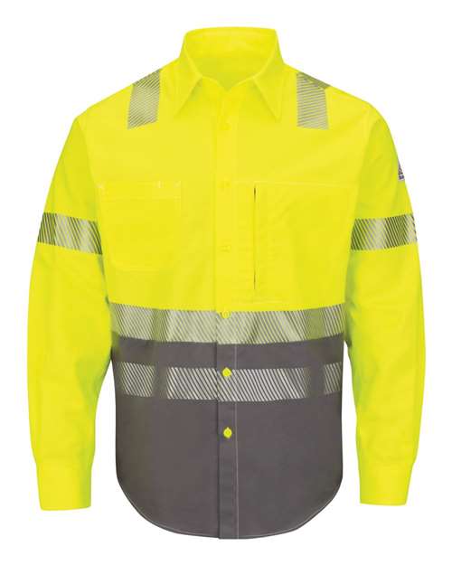 Bulwark SLB4H Hi-Visibility Color Block Uniform Shirt - EXCEL FR ComforTouch 7 oz