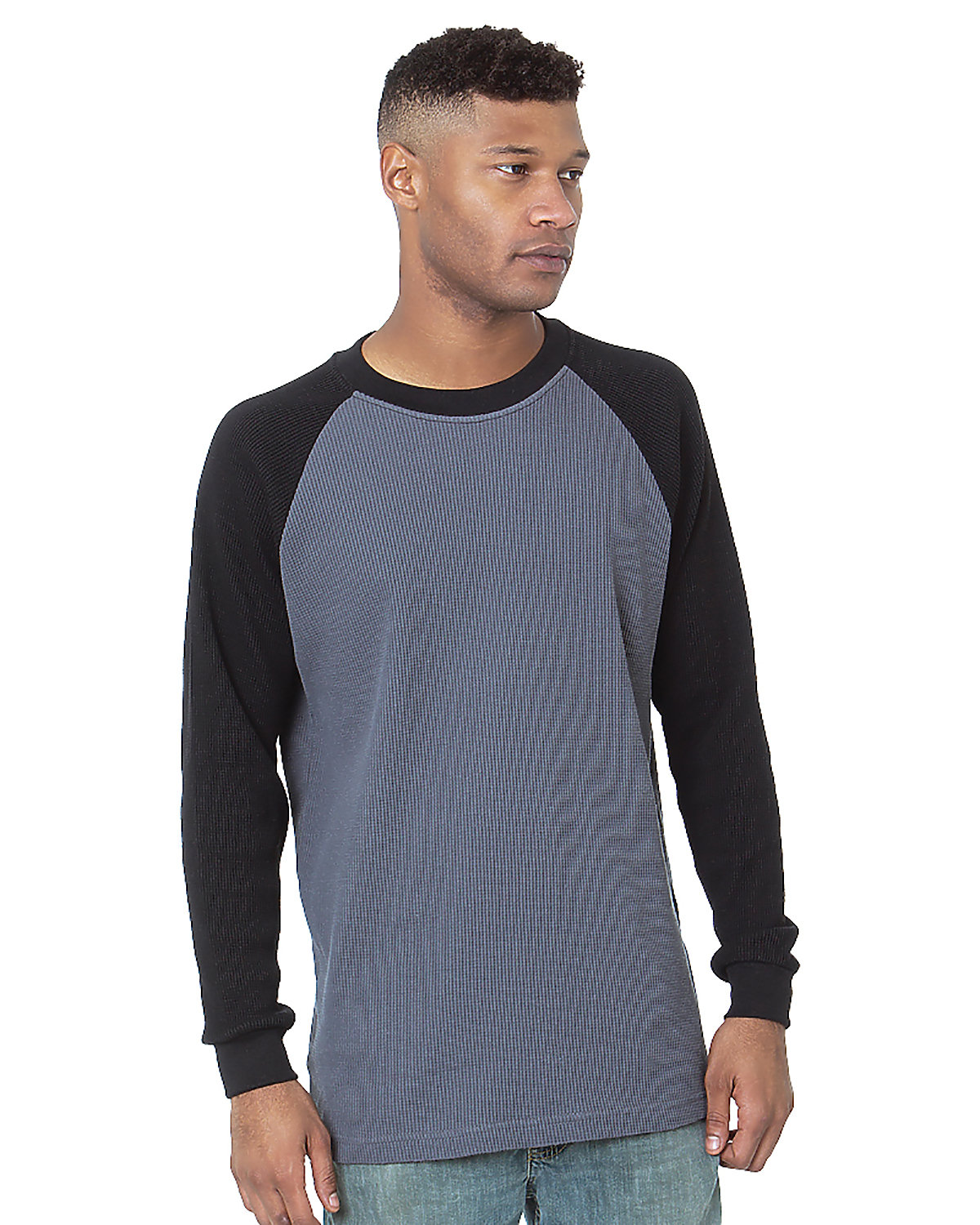 Bayside 8211 Men's Heavyweight Waffle Knit Thermal Raglan