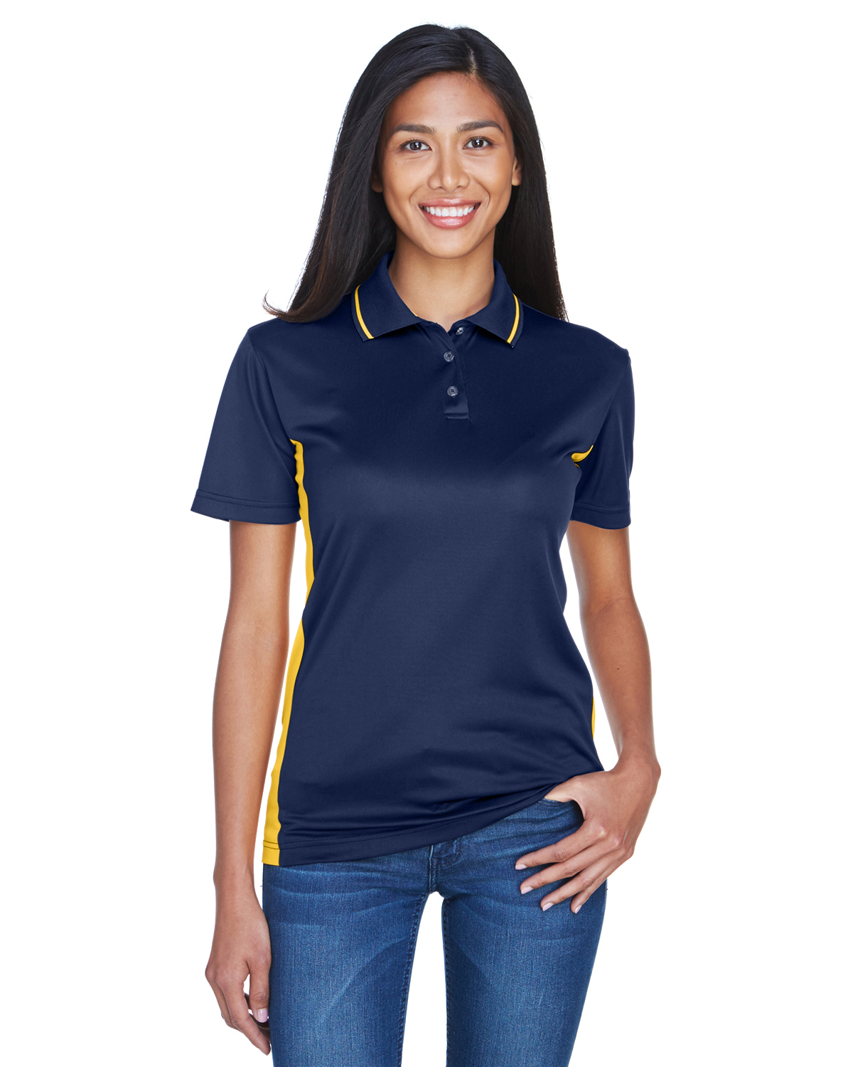 UltraClub 8406L Women's Cool Dry Sport Two-Tone Polo