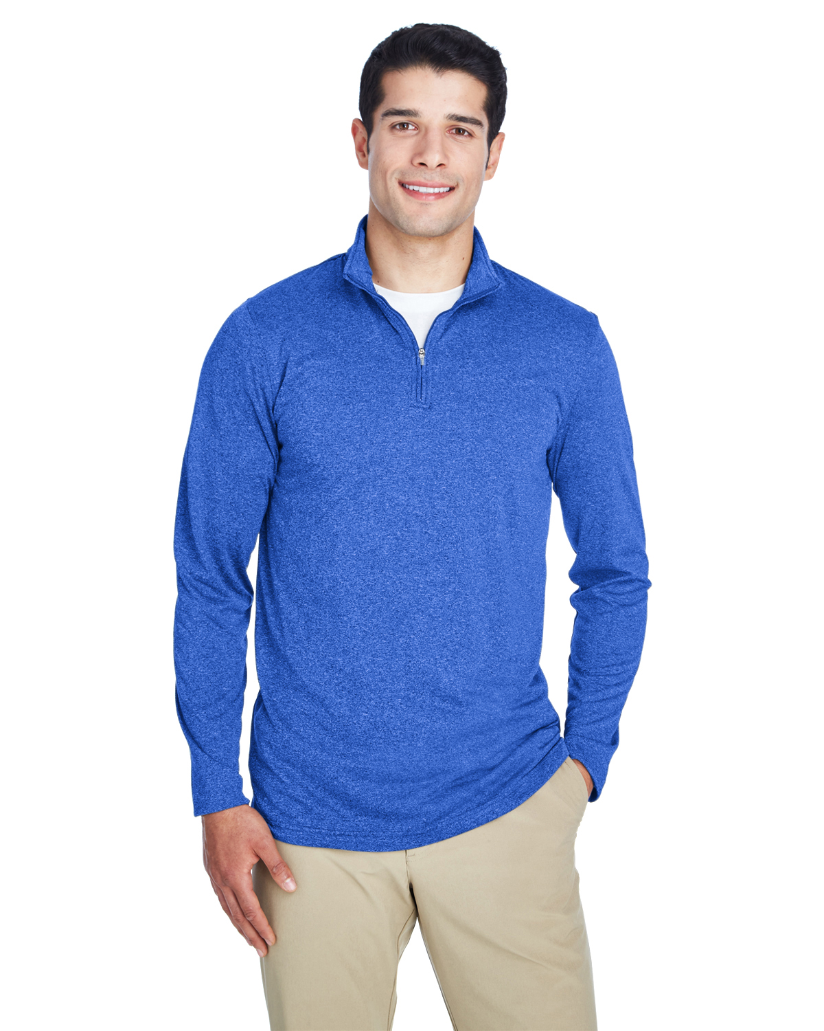 UltraClub 8618 Men's Cool Dry Heathered Performance Quarter-Zip