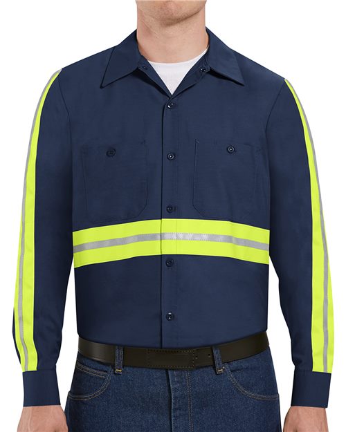 Red Kap SP14EL Industrial Enhanced-Visibility Long Sleeve Work Shirt - Sizes