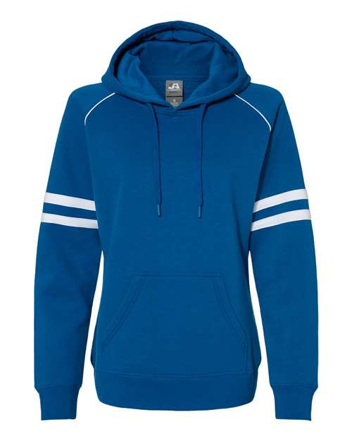 J. America 8645 Women's Varsity Fleece Piped Hooded Sweatshirt