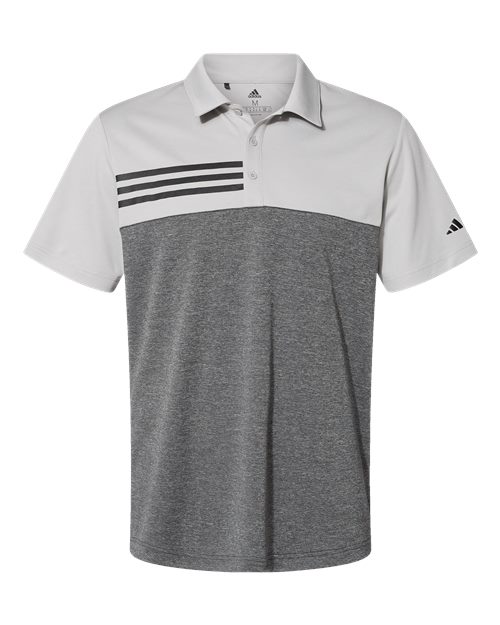 Adidas A508 Heathered Colorblocked 3-Stripes Polo