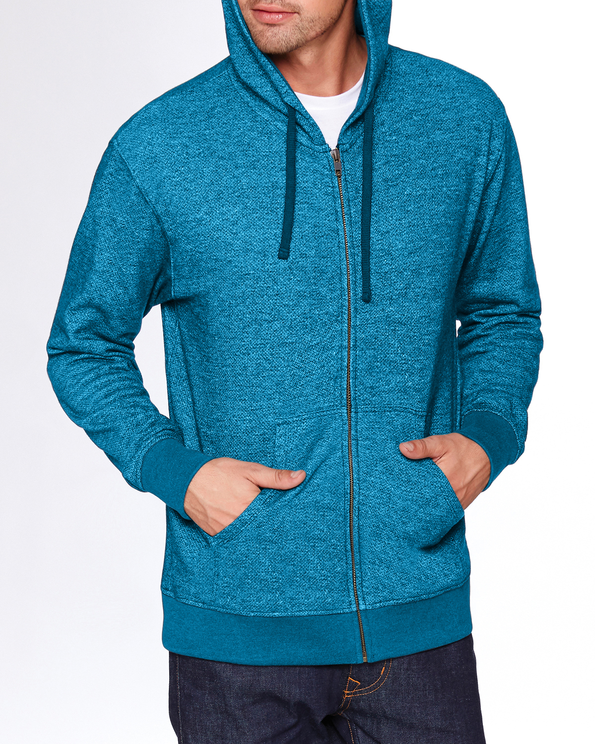 Next Level Apparel 9600 Adult Pacifica Denim Fleece Full-Zip Hooded Sweatshirt