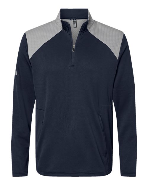 Adidas A532 Textured Mixed Media Quarter-Zip Pullover