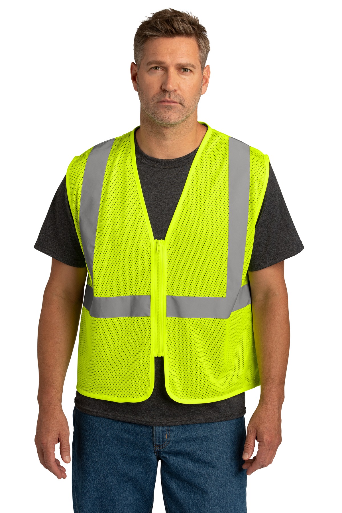 CornerStone CSV101 ANSI 107 Class 2 Economy Mesh Zippered Vest
