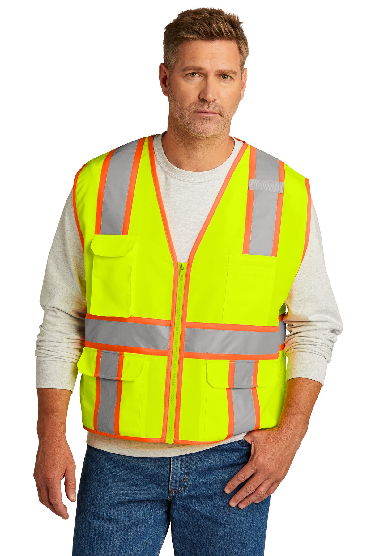 CornerStone CSV105 ANSI 107 Class 2 Surveyor Zippered Two-Tone Vest