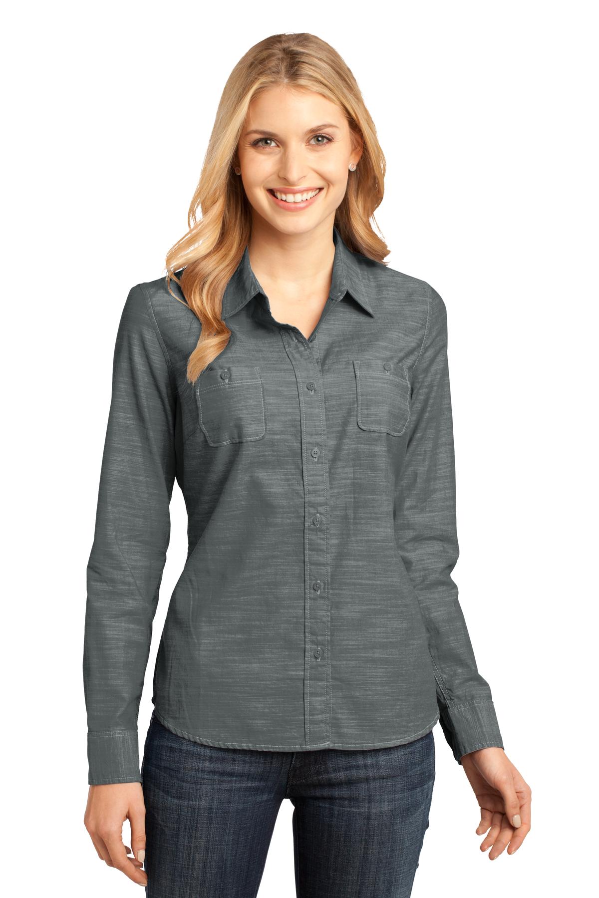 District DM4800 DISCONTINUED Made174Ladies Long Sleeve Washed Woven Shirt