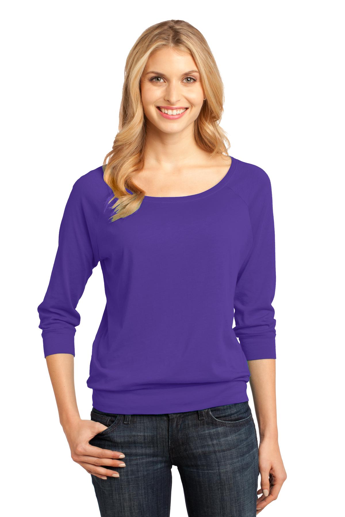 District DM482 CLOSEOUT Made Ladies Modal Blend 3/4-Sleeve Raglan