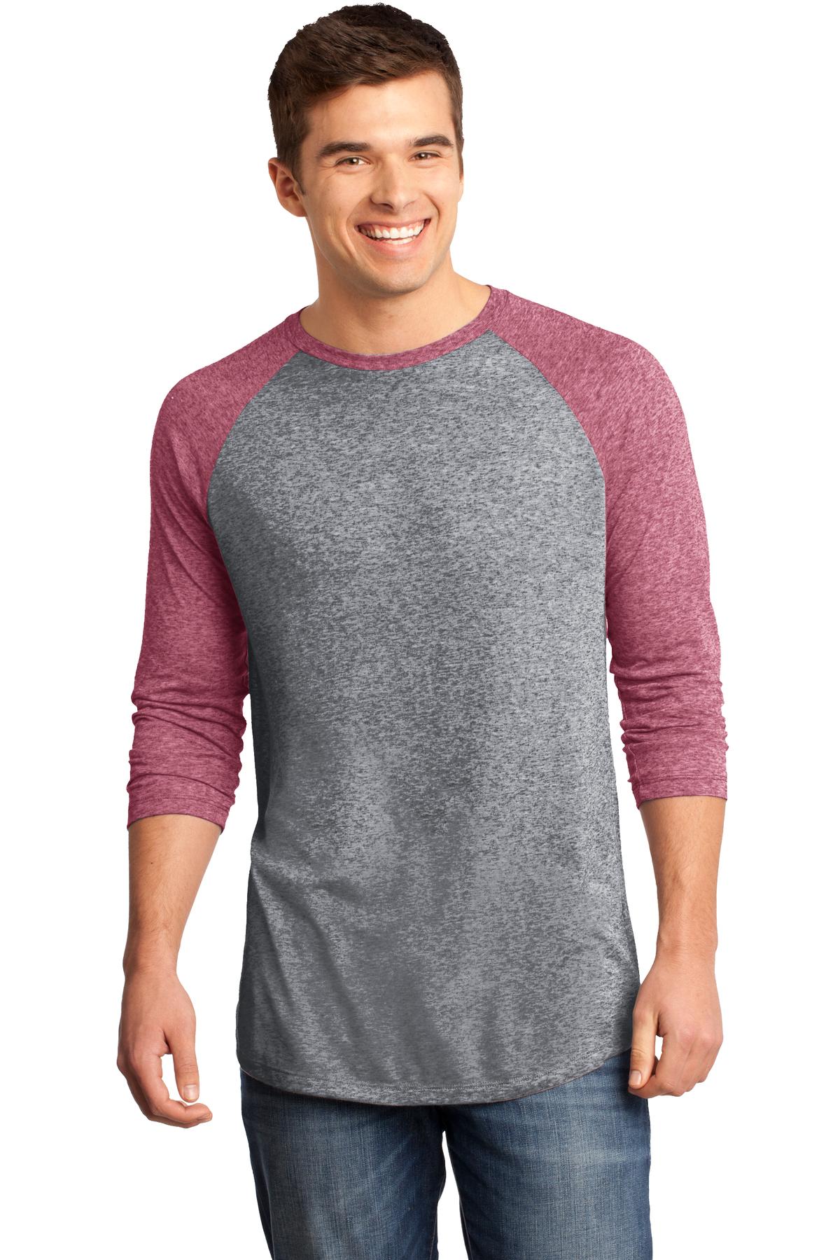 District DT162 DISCONTINUED Young Mens Microburn 3/4-Sleeve Raglan Tee