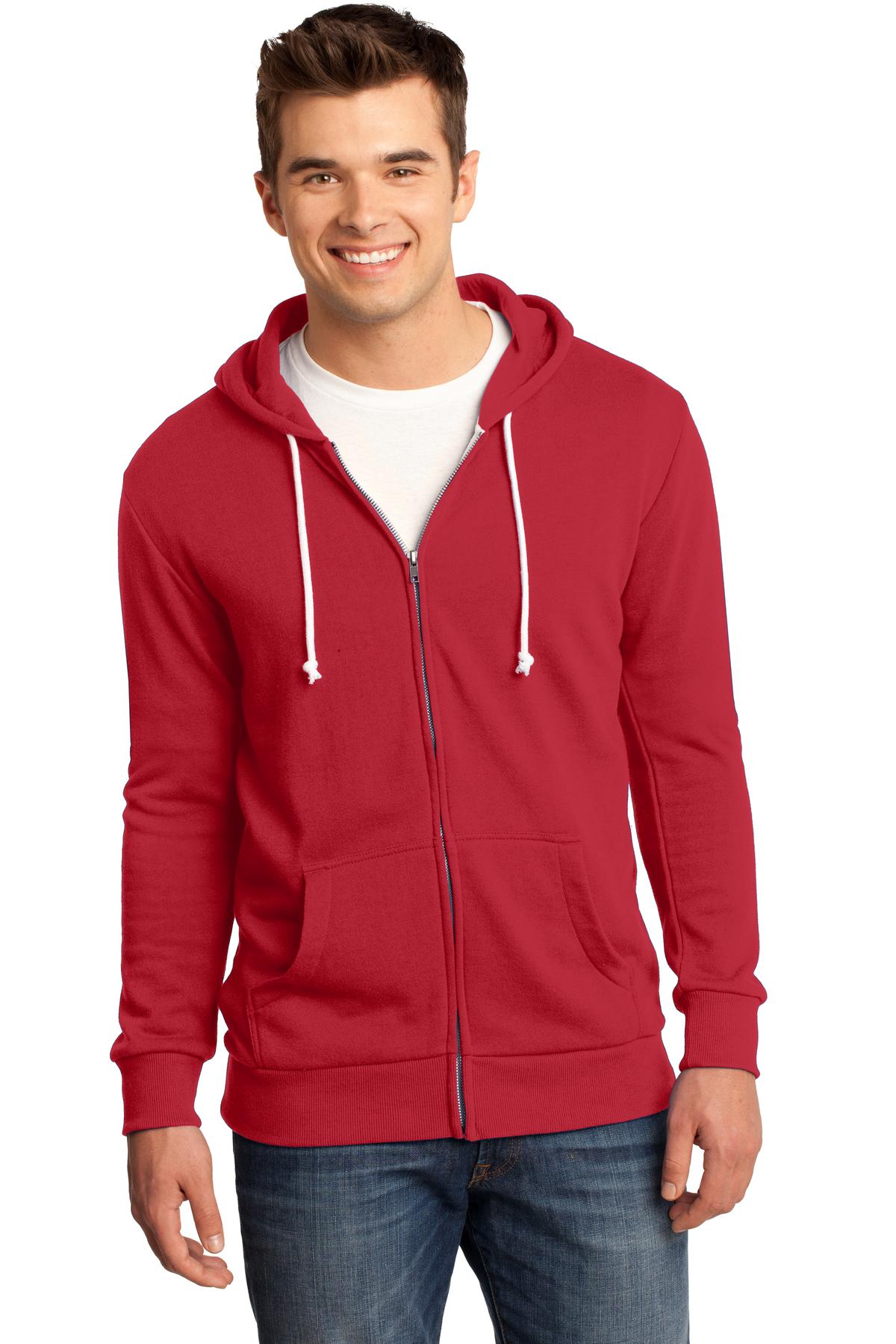 District DT190 DISCONTINUED Young Mens Core Fleece Full-Zip Hoodie