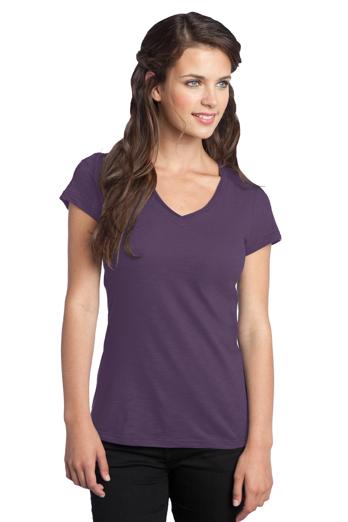 District DT240 CLOSEOUT Juniors Slub V-Neck Tee