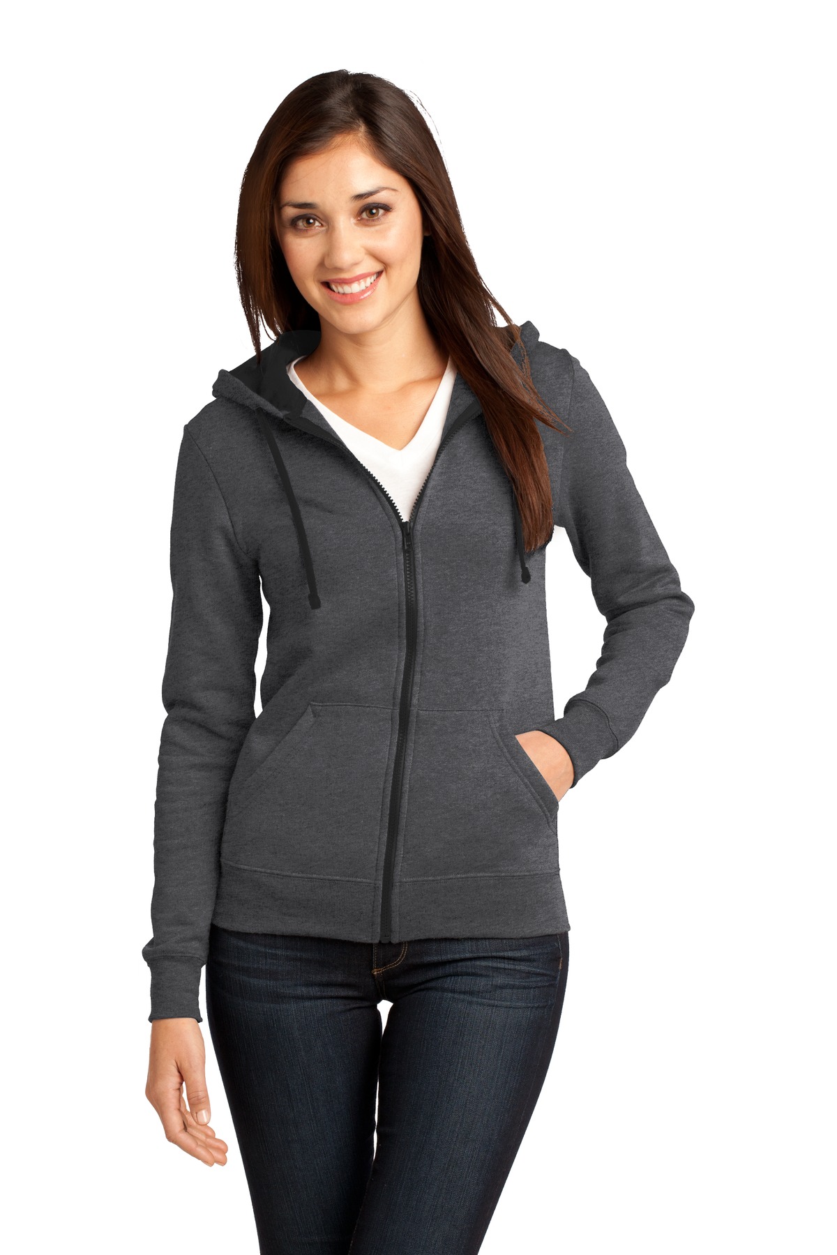 District DT801 DISCONTINUED Juniors The Concert Fleece Full-Zip Hoodie