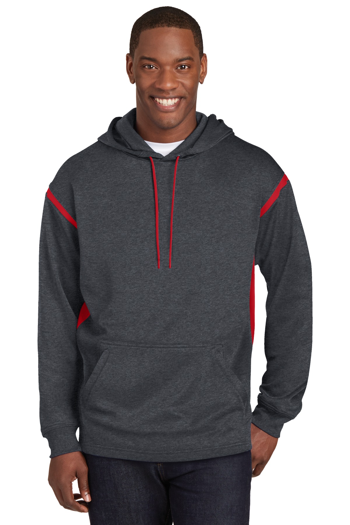 Sport-Tek TST246 DISCONTINUED Tall Tech Fleece Colorblock Hooded Sweatshirt