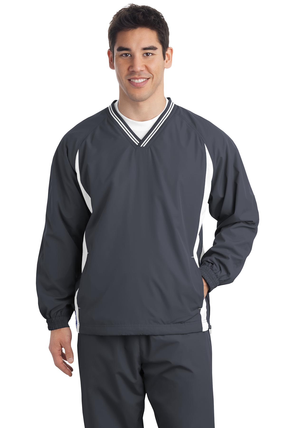 Sport-Tek TJST62 DISCONTINUED Tall Tipped V-Neck Raglan Wind Shirt