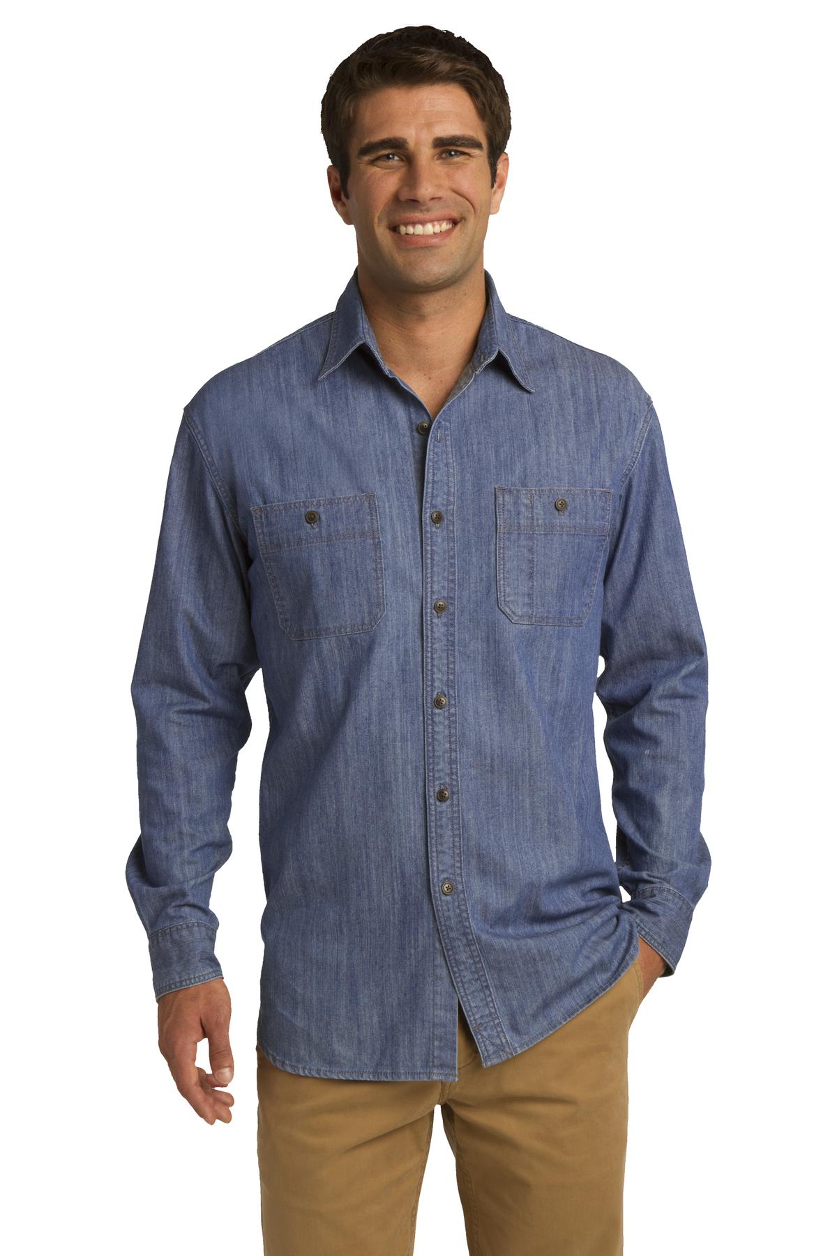 Port Authority S652 DISCONTINUED Patch Pockets Denim Shirt