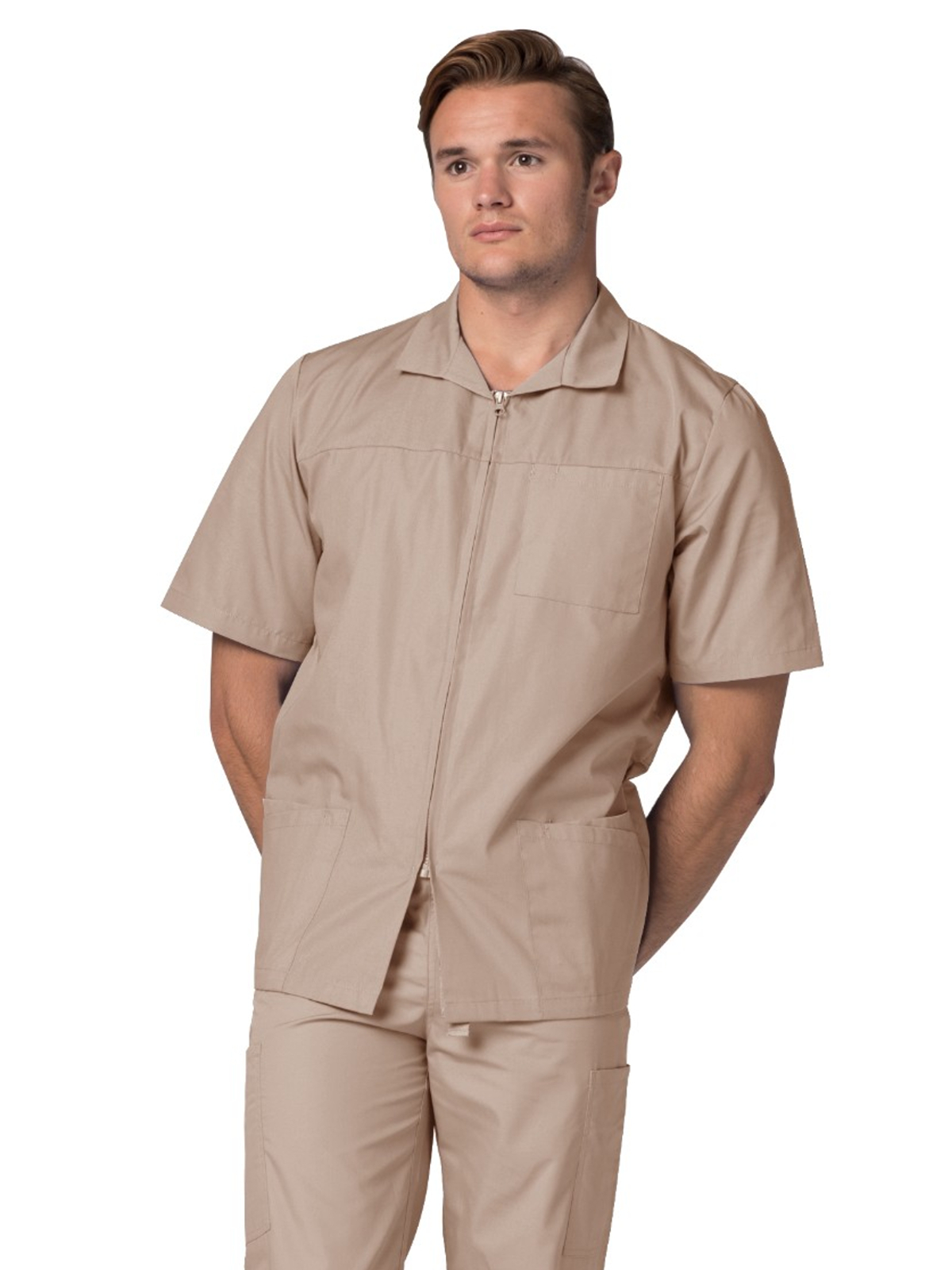 Adar 607 Men's Zippered Short Sleeve Jacket