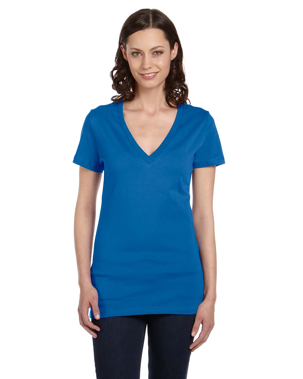 Bella + Canvas B6035 Women's Jersey Short-Sleeve Deep V-Neck T-Shirt