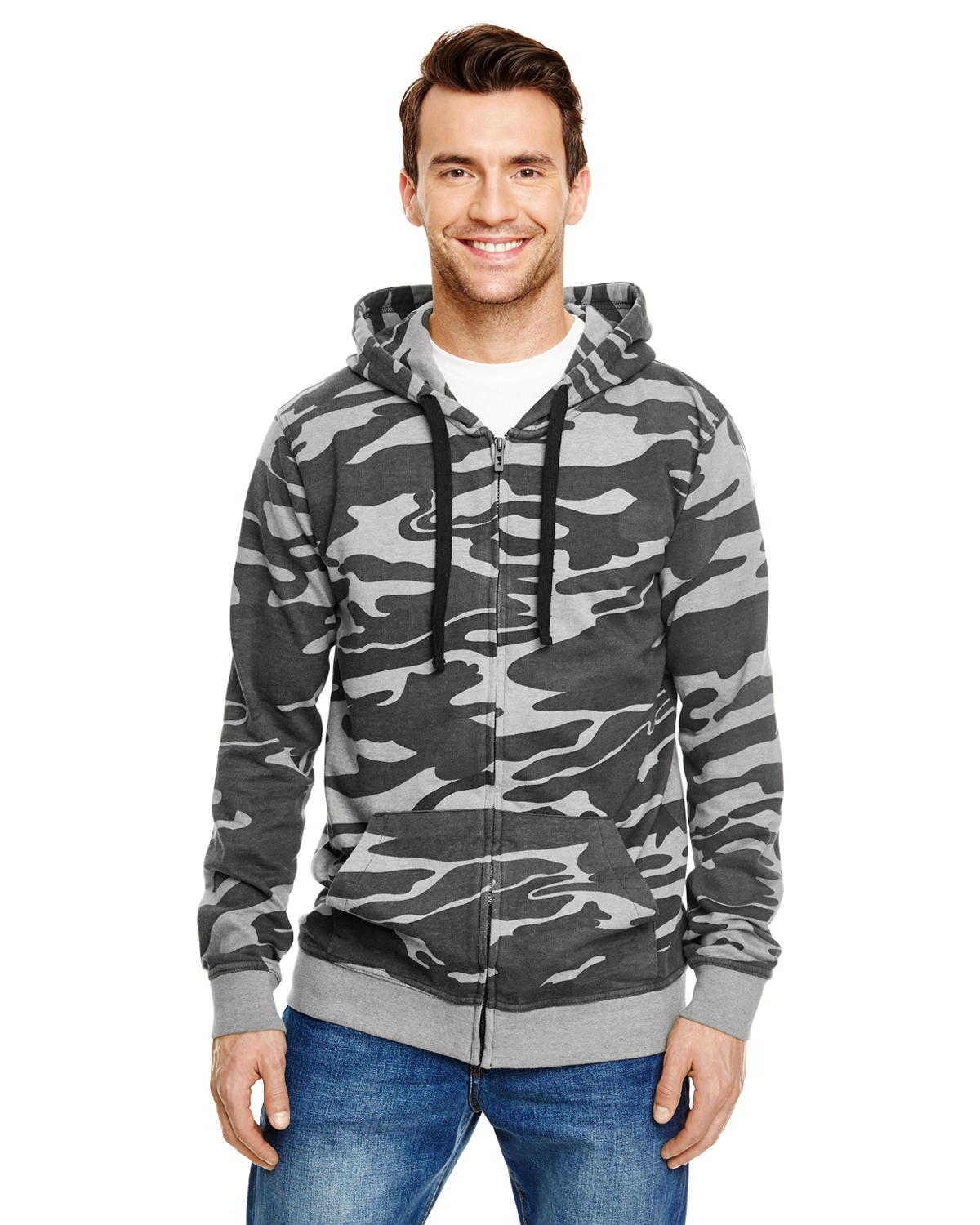 Burnside B8615 Men's French Terry Full-Zip Hooded Sweatshirt
