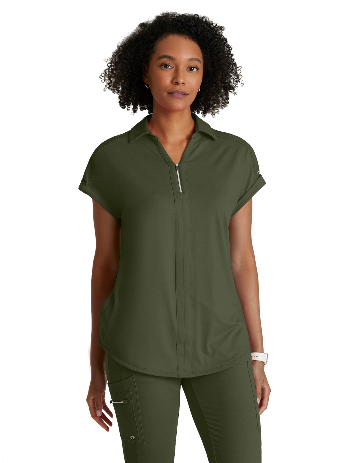 Barco BOT210 Women's Two-Pocket Zip-Neck Engage Scrub Top