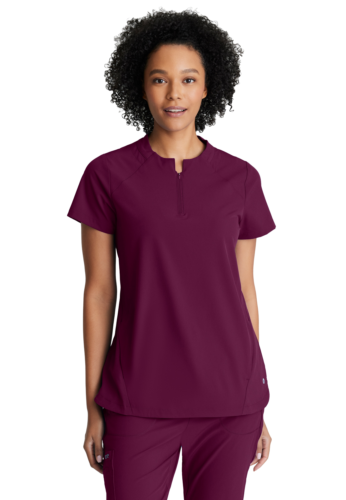 Barco BOT216 Women's Two-Pocket Banded Zip-Collar Flux Scrub Top