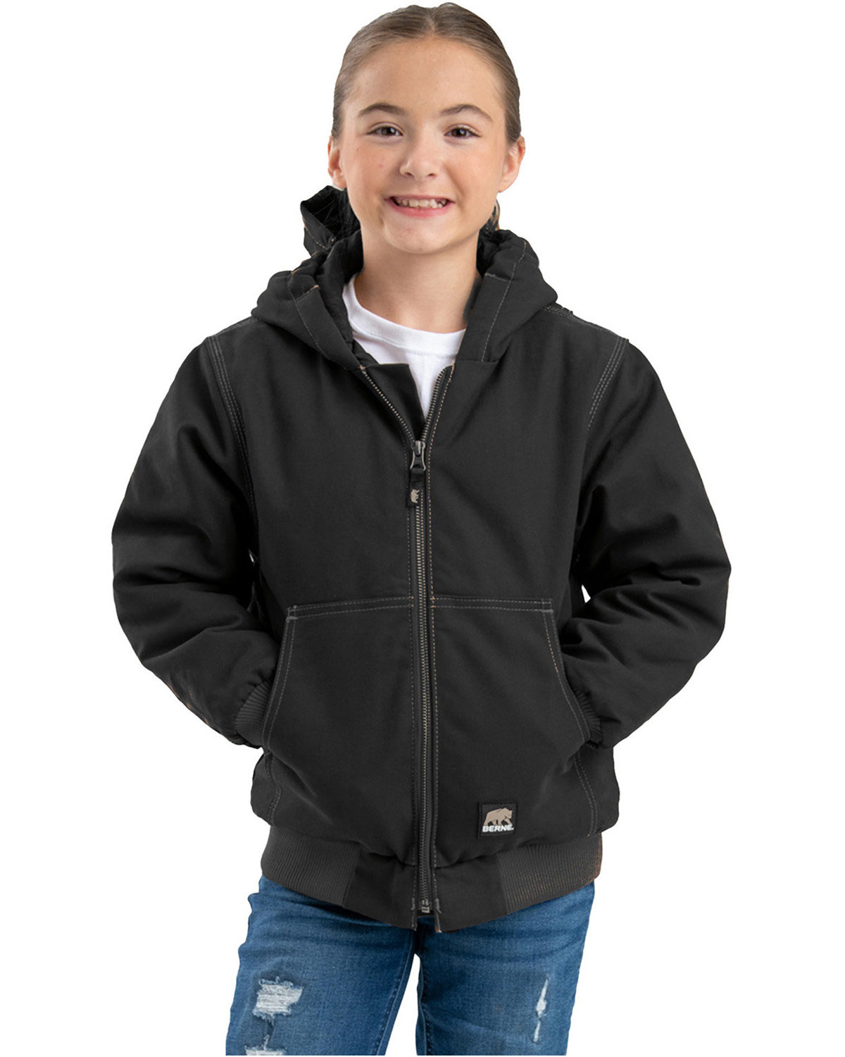 Berne BHJ61 Youth Highland Softstone Duck Hooded Jacket