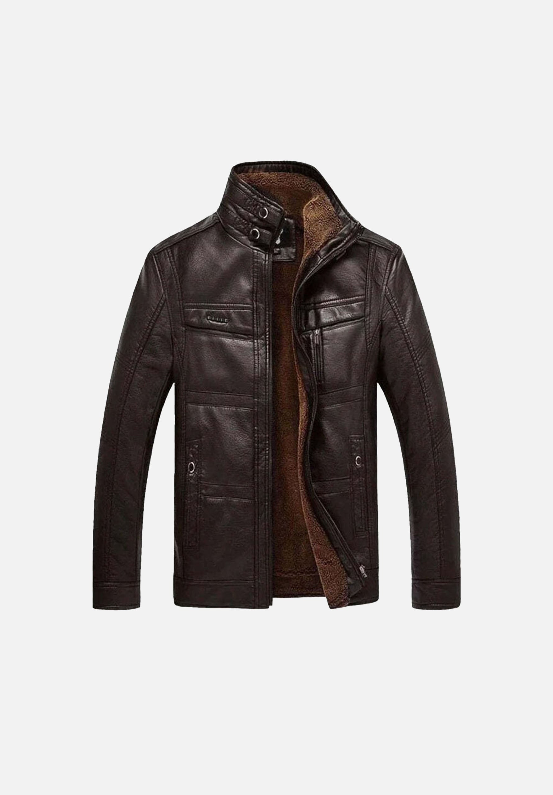 BJM106 Soto Dark Coffee Leather Bomber Jacket