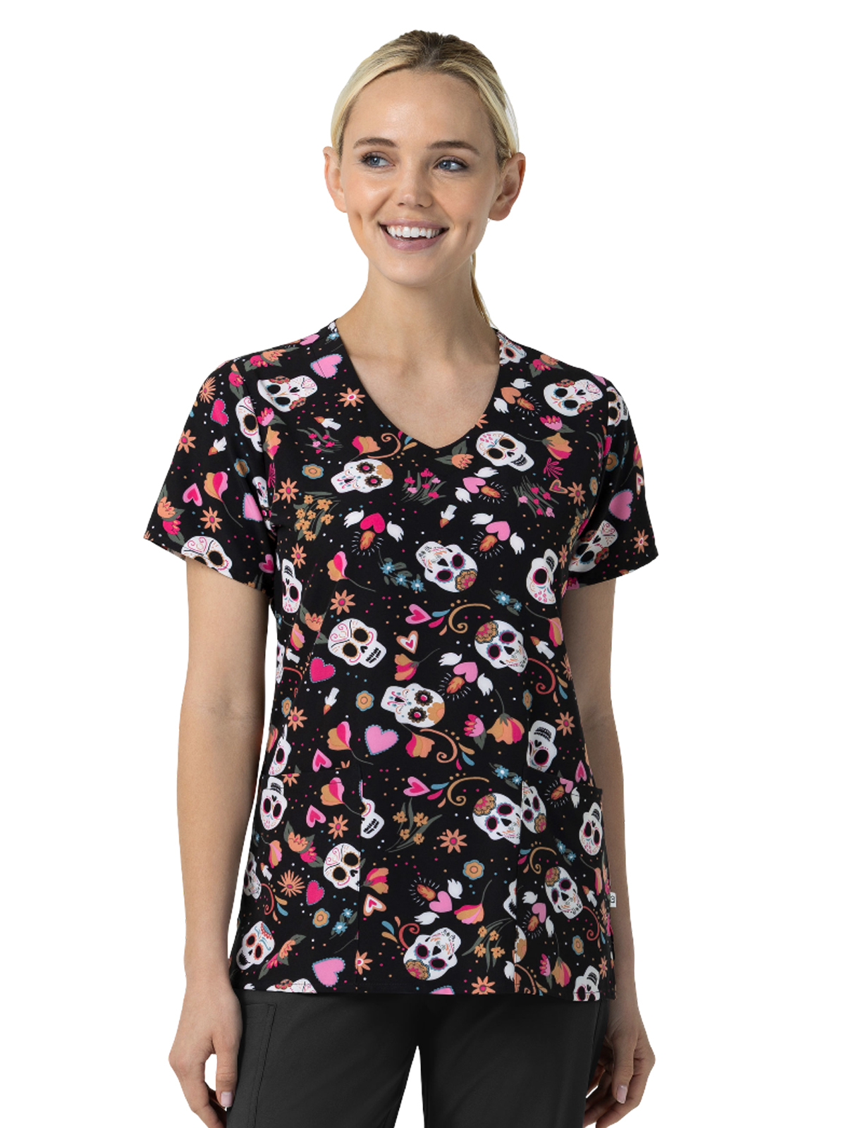 Wink 6147 Women's V-Neck Print Scrub Top