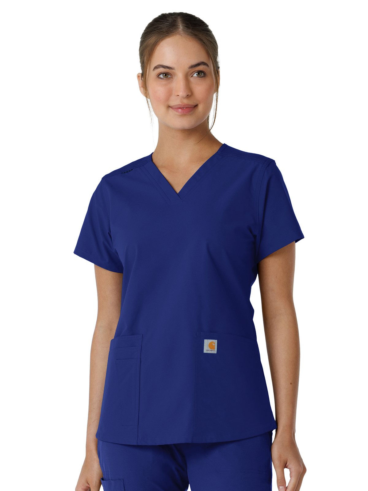 Carhartt Scrubs C12313 Women's Four-Pocket V-Neck Knit Panel Top
