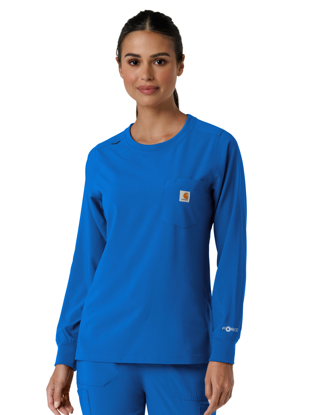 Carhartt Scrubs C13610 Women's One-Pocket Crew Neck Long Sleeve Scrub Top