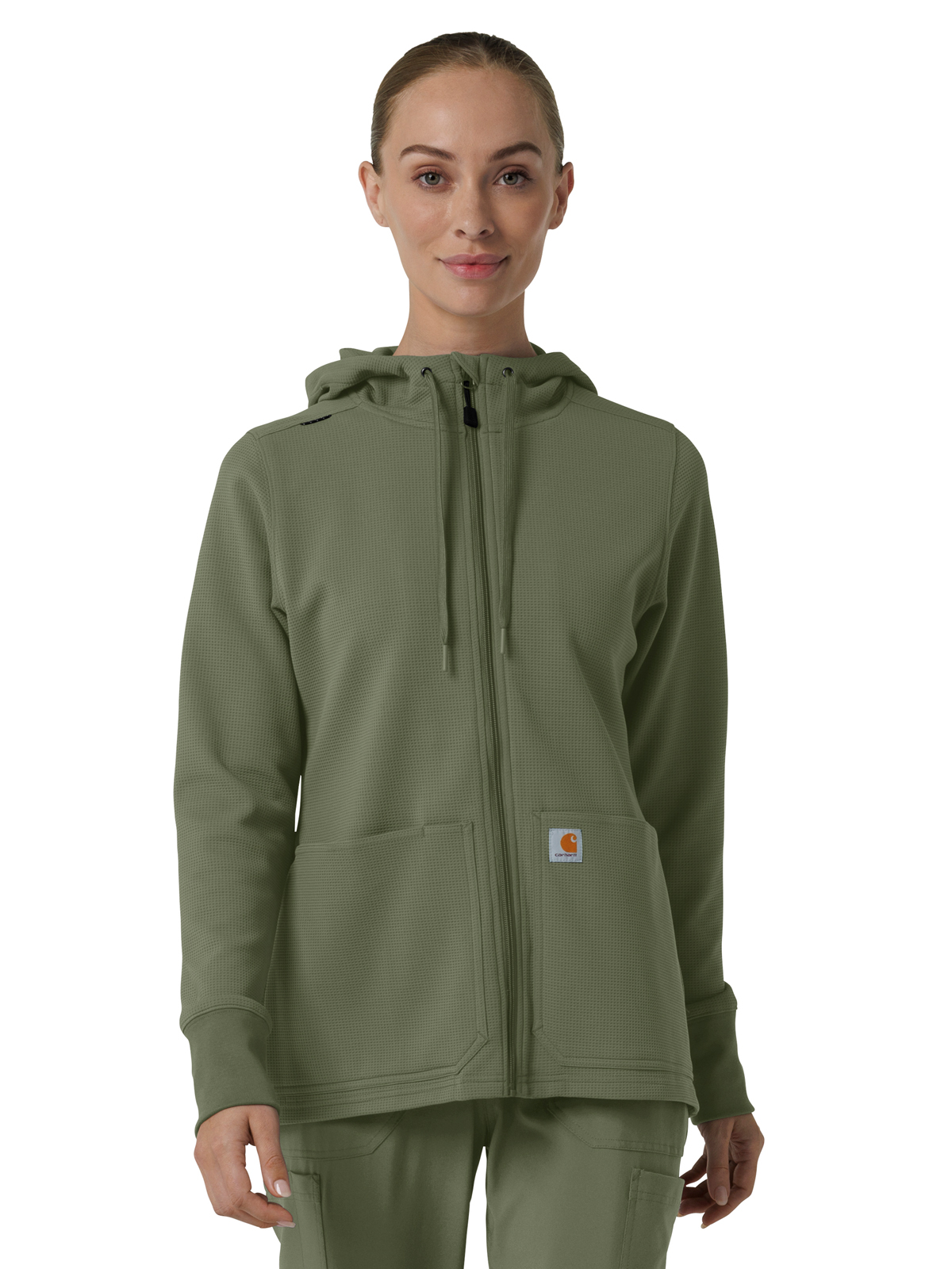Carhartt Scrubs C82008 Women's Three-Pocket Full Zip Waffle Hoodie