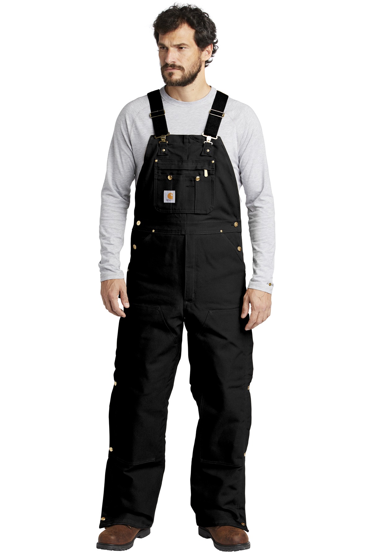 DISCONTINUED Carhartt Duck Quilt-Lined Zip-To-Thigh Bib Overalls. CTR41