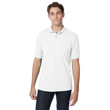 Hanes 054 Adult 50/50 EcoSmart? Jersey Knit Polo - WHITE