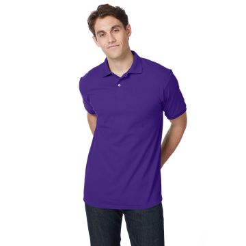 Hanes 054 Adult 50/50 EcoSmart? Jersey Knit Polo - PURPLE