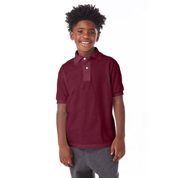 Hanes 054Y Youth 50/50 EcoSmart? Jersey Knit Polo - MAROON