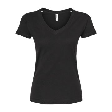 Tultex 214 Women's Fine Jersey V-Neck T-Shirt - Black