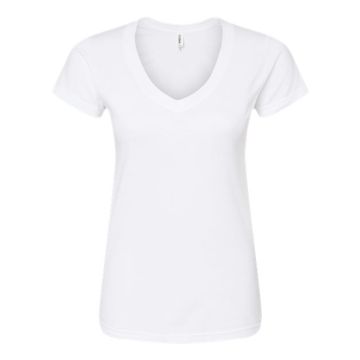 Tultex 214 Women's Fine Jersey V-Neck T-Shirt - L - White
