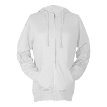 Tultex 260 Unisex Beach Full-Zip Hooded Long Sleeve T-Shirt - XS - White