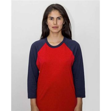 Los Angeles Apparel FF53 USA-Made Three Quarter Sleeve Raglan Baseball T-Shirt