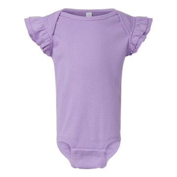 Rabbit Skins 4439 Infant Flutter Sleeve Baby Rib Bodysuit - 6M - Lavender
