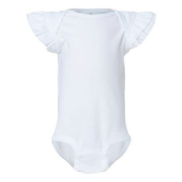 Rabbit Skins 4439 Infant Flutter Sleeve Baby Rib Bodysuit - 6M - White