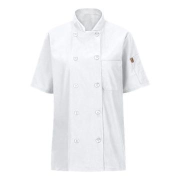 Chef Designs 045X Women's Mimix™ Short Sleeve Chef Coat with OilBlok - XS - White