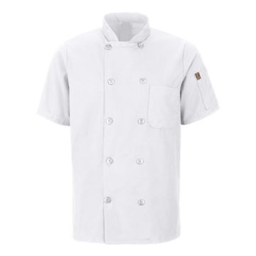Chef Designs 046X Mimix™ Short Sleeve Chef Coat with OilBlok - S - White